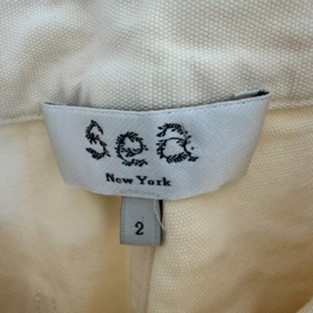 Sea cream/ivory high waisted cotton twill pant